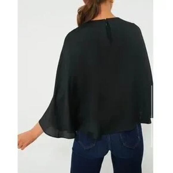 NEW TUCKERNUCK Black Satin Twill Selma Cape Blouse   Size: M - Picture 3 of 8